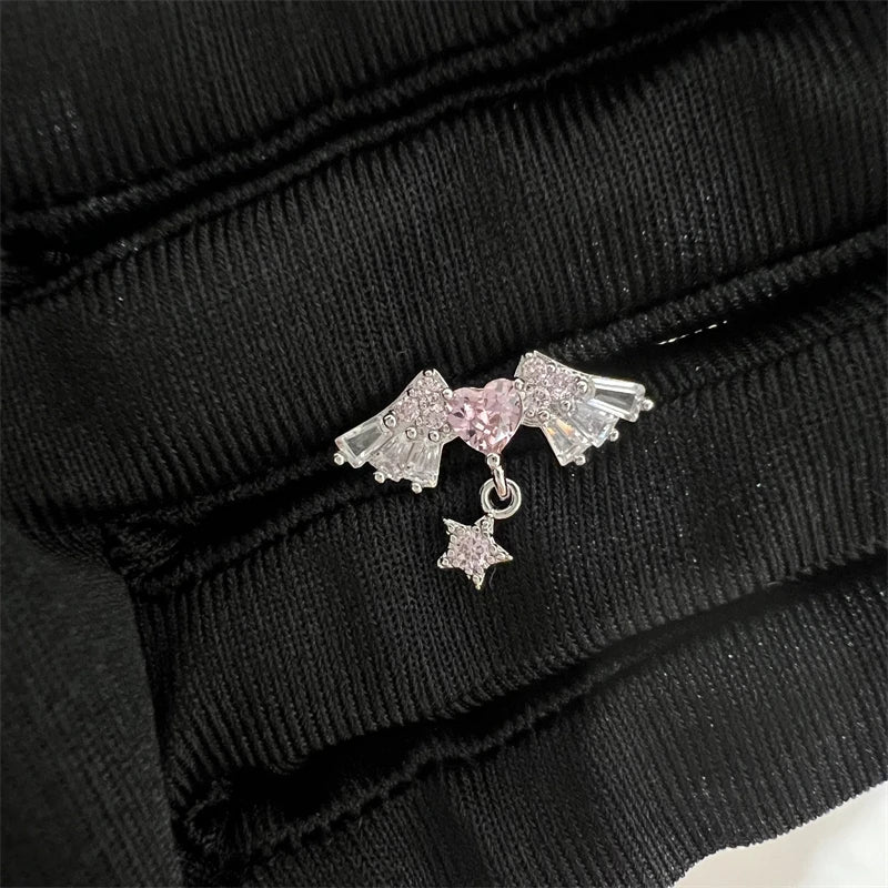 1PCS Cute Pink Zircon 316L Stainless Steel Ear Bone Nail New Fashion Y2K Punk Small Earring for Women Cochlea Jewelry Party Gift