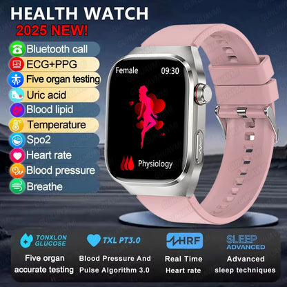 2025New Micro Physical Examination Smart Watch For Men Uric Acid Body Fat Five Organ Health Watches Bluetooth Call SmartBracelet