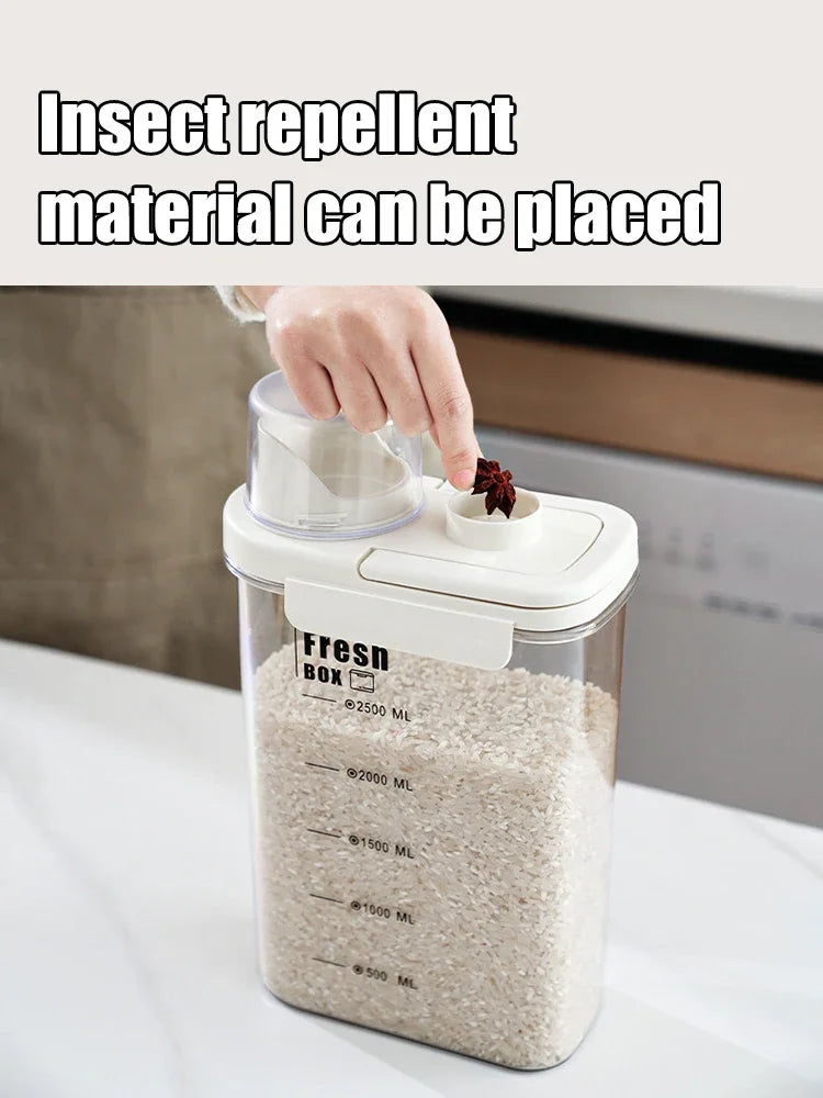 1600ml Rice Bucket Flour Container, Sealed Anti-Insect Storage Jar, Kitchen Grain Storage Box, Moisture-Proof Food Storage Bin.