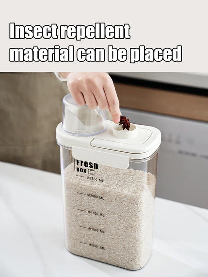 1600ml Rice Bucket Flour Container, Sealed Anti-Insect Storage Jar, Kitchen Grain Storage Box, Moisture-Proof Food Storage Bin.