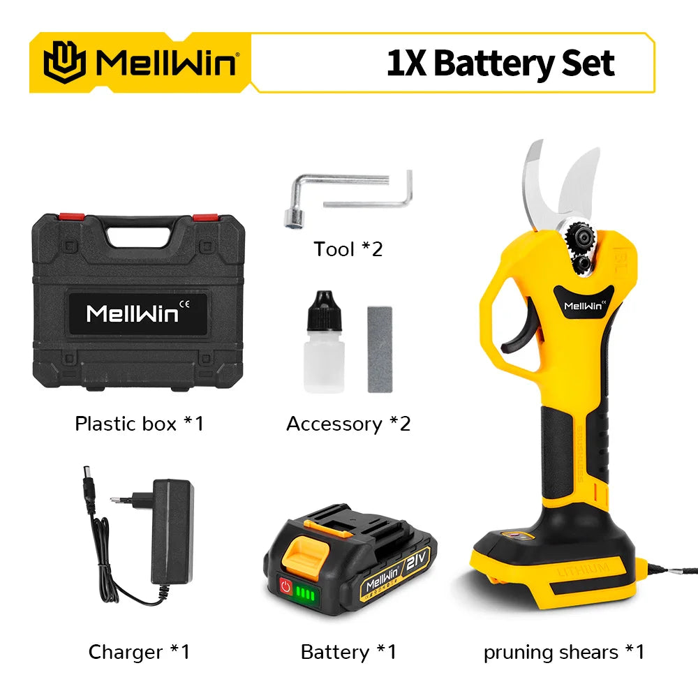 MELLWIN Bürstenlose 30mm Elektrische Pruner Schere Obst Baum Bonsai Cordless Beschneiden Schere Power Werkzeuge Für Makita 18V Batterie pin