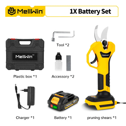MELLWIN Bürstenlose 30mm Elektrische Pruner Schere Obst Baum Bonsai Cordless Beschneiden Schere Power Werkzeuge Für Makita 18V Batterie pin