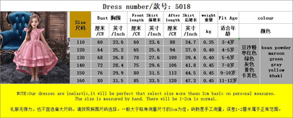 5018 rotes Mädchen-Prinzessinnenkleid mit bestickten Perlen für 3 bis 12 Jahre Mädchen-Schwanz-Partykleid für Kinder, Schulperformance-Kostüme.