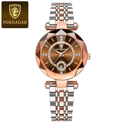 POEDAGAR Fashion Original Wristwatch For Woman Waterproof Stainless Steel Date Quartz Ladies Watch Luxury Casual Women's Watches