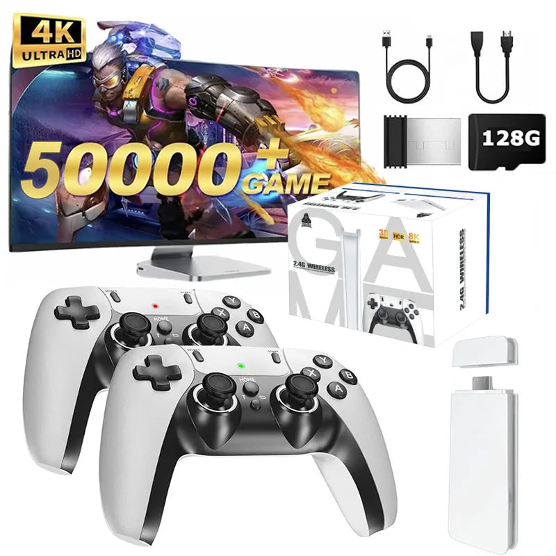 4K TV Game Stick M15 Video Game Console Built-in 40000+/50000 Games 128G Handheld Game Player Wireless Controller Retro Gamepad.