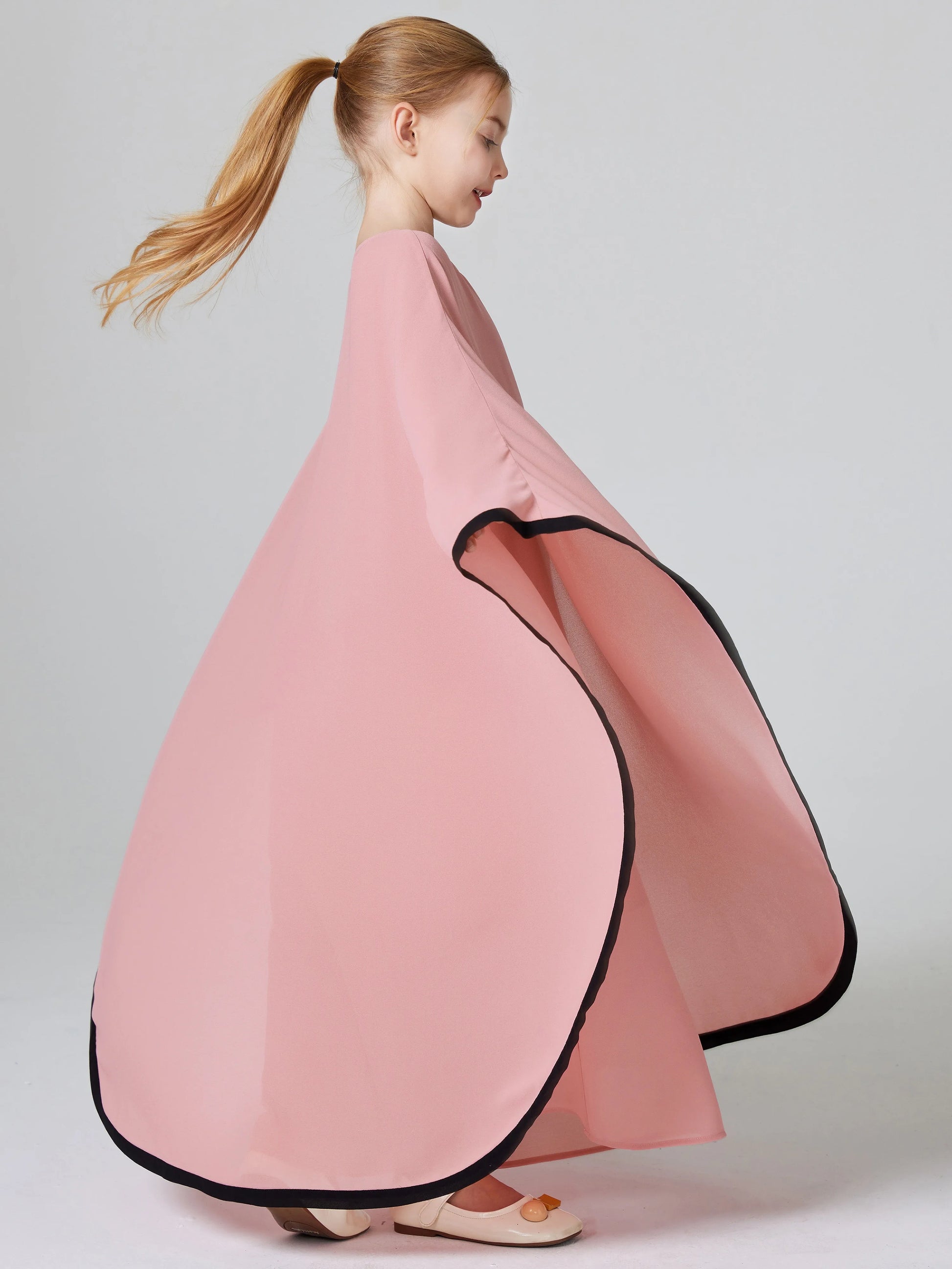 Ramadan Muslim Girls Long Sleeve Chiffon Kids Abaya 2PCS Dress Kebaya Casual Dresses For Party Ramadan Gift (Without Hijab).