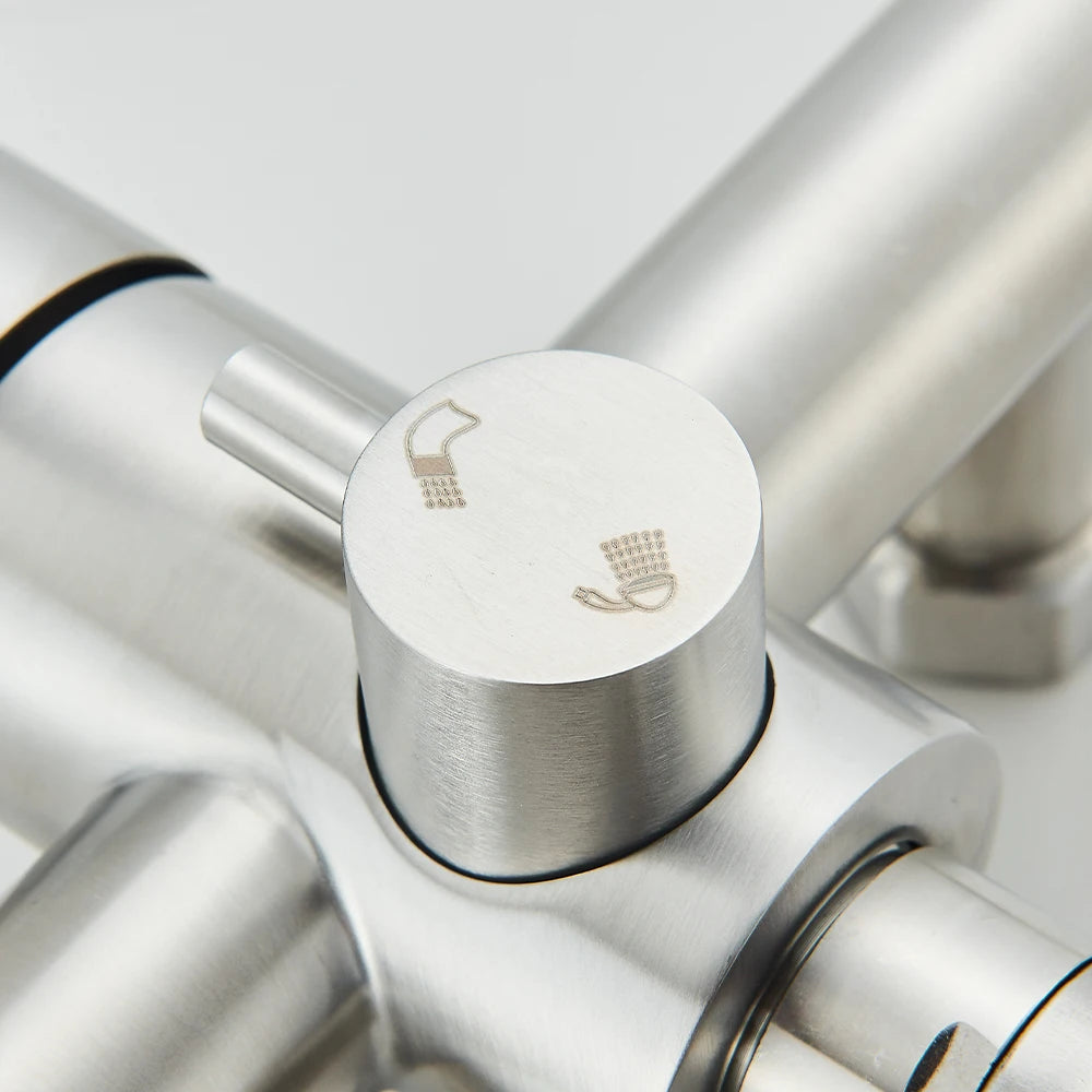 Kitchen Faucets Stainless Steel Wall Mounted Multifunctional Bathroom Basin Faucet Hot Cold  Water Mixer Taps With Spray Gun