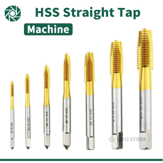 HSS Titanbeschichtung Gewindebohrer Bohrer M2 M2,5 M3 M3,5 M4 M5 M6 M8 M10 M12 Metrische gerade Nut Gewindebohrer Handwerkzeuge