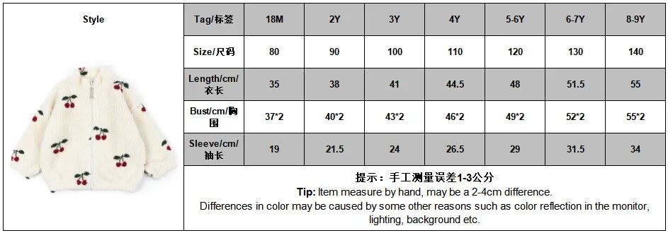 Konges Slojd AW Baby Girls Sweatshirts + Pants 2 Pcs Sets Lambswool Cherry Jackets Kids Clothes Girls Print Dresses Coats 1-9Yrs.