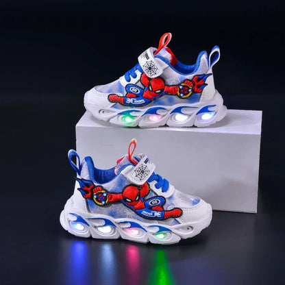 Disney Fashion Spiderman Baby Boys Sneakers Spring/autumn Children's Shoes Lighted Sneaker Trendy Kids Boy Sports Casual Shoes