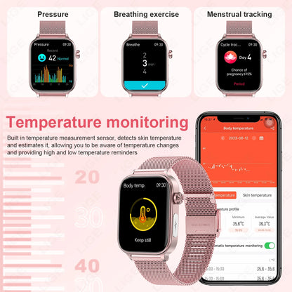 2025 New ECG+PPG Smart Watch Women Heart Rate Blood Lipid Uric Acid Women Menstrual Health Tracker Smartwatches For Android iOS.