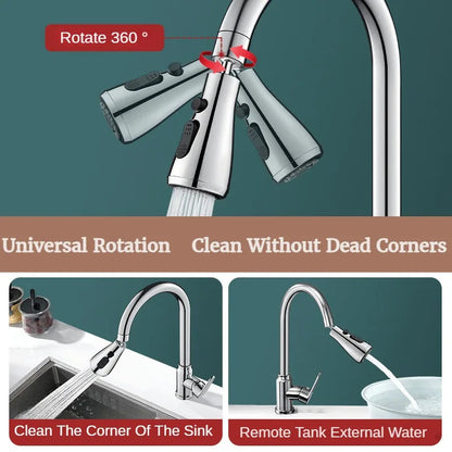 GEGVE Removable Kitchen Faucet  Flexible Head Hot Cold Faucets Tap Tap Mixer Manual Black for Kitchen Sink Adapted To Israel