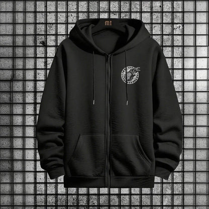 Viking Raven Print Mens Casual Tracksuit Set 2025 New 2 Pieces Zipper Hoodie with Pants Urban Streetwear Outfit Autumn Winter.