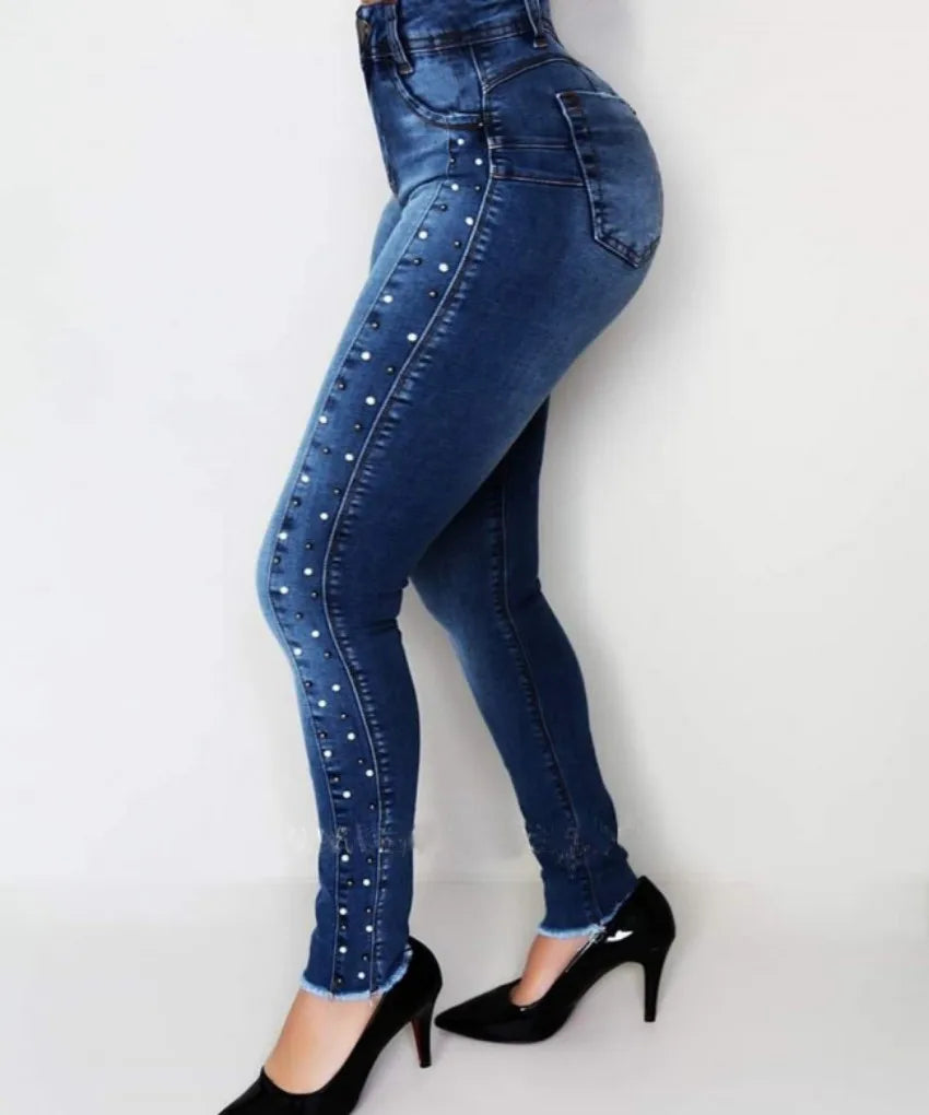 New Arrival Women's High Waist Jeans Fashion Slim High Elastic Jeans Skinny Denim Pencil Pants butt shaping jeans S-2XL.