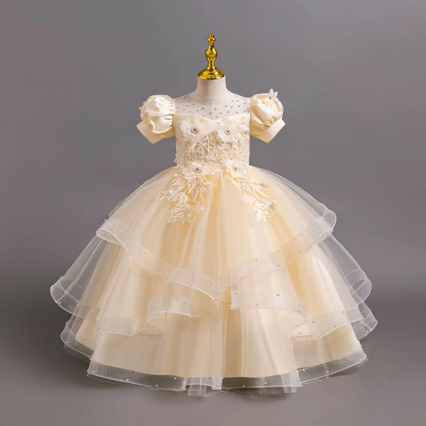 Neues Blumenmädchen-Hochzeitskleid Mädchen-Partykleider, elegantes Mädchen-Walking-Show-Abendkleid für 4–12 Jahre alte Kinderkleidung.