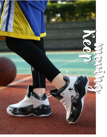 Basketball Shoes for Kids Sneakers New Boys Brand Thick Sole Non-slip Children Sports Shoes Child Boy Basket Trainer Shoes.