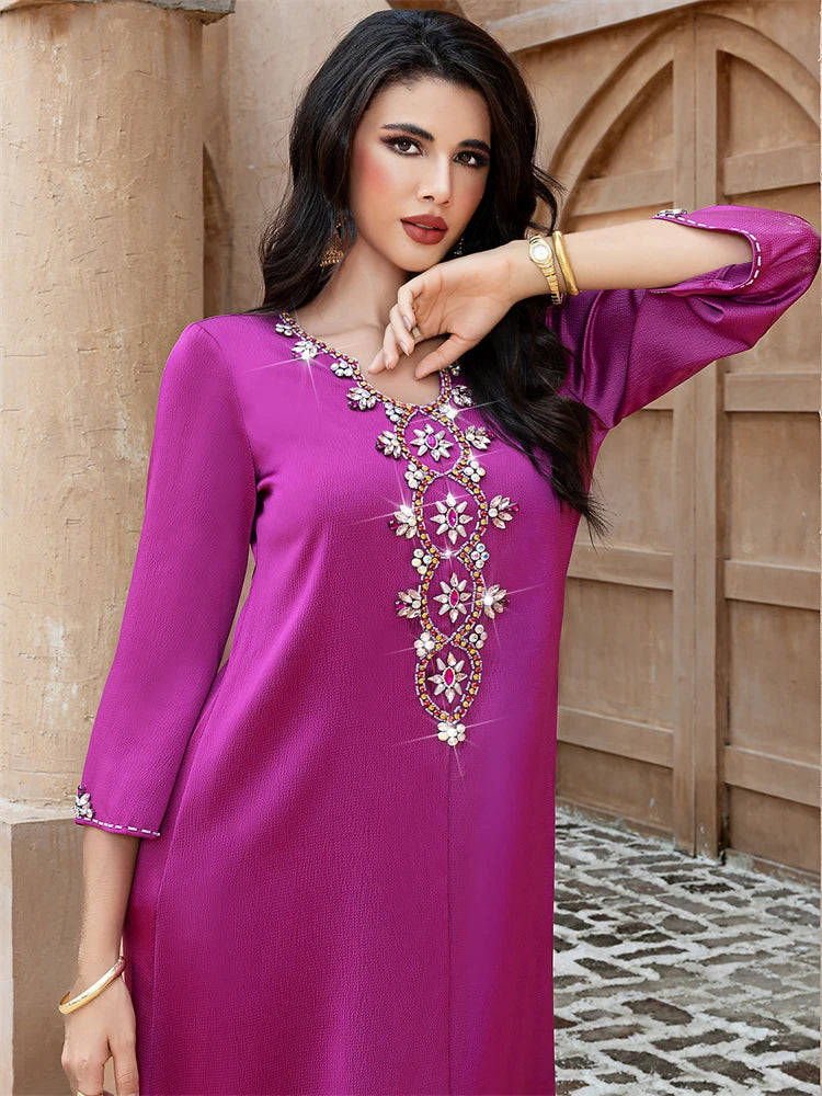 Ramadan Purple Abaya Damen Dubai Arabic Islam Prayer Clothes Muslim African Dresses For Women Kebaya Kaftan Robe Musulmane Femme.