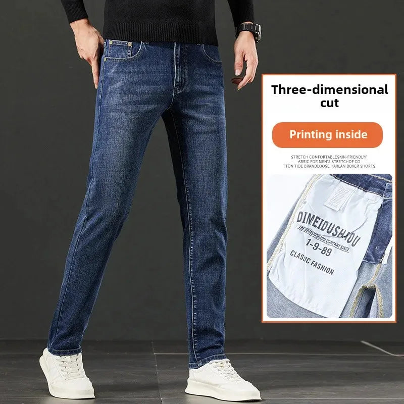 Lee Dex Jeans Men's Autumn/winter New Loose-fit Straight-leg Versatile Mid-age Men's Wear Business Casual Long Pants.