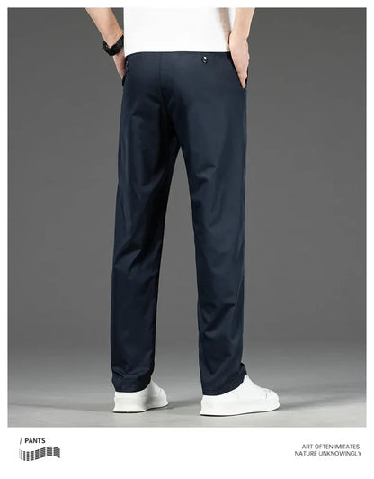 Thin Men Bamboo Summer Pants Casual High Quality Business Classic Fashion Stretch Slim Formal Straight Trousers Black Gray Khaki.