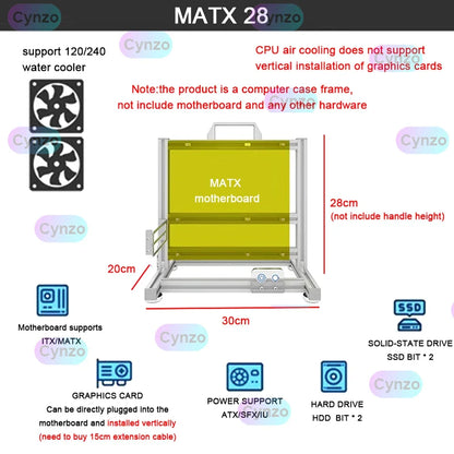 DIY  Gamer Cabinet ITX MATX ATX Open Computer Case Frame Aluminum Alloy Desktop Portable PC Rack DIY Personalized Chassis