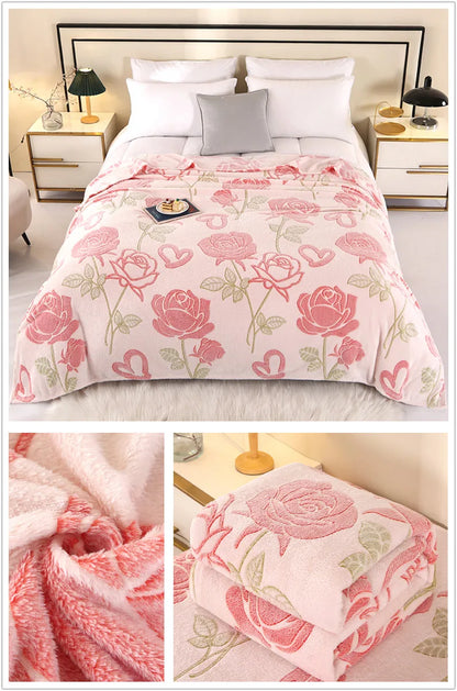 Bonenjoy 1pc Blanket Floral Style Bedspread Fleece Blanket Plaid Travel Shawl Sofa Nap Blankets Home Bedsheet manta.