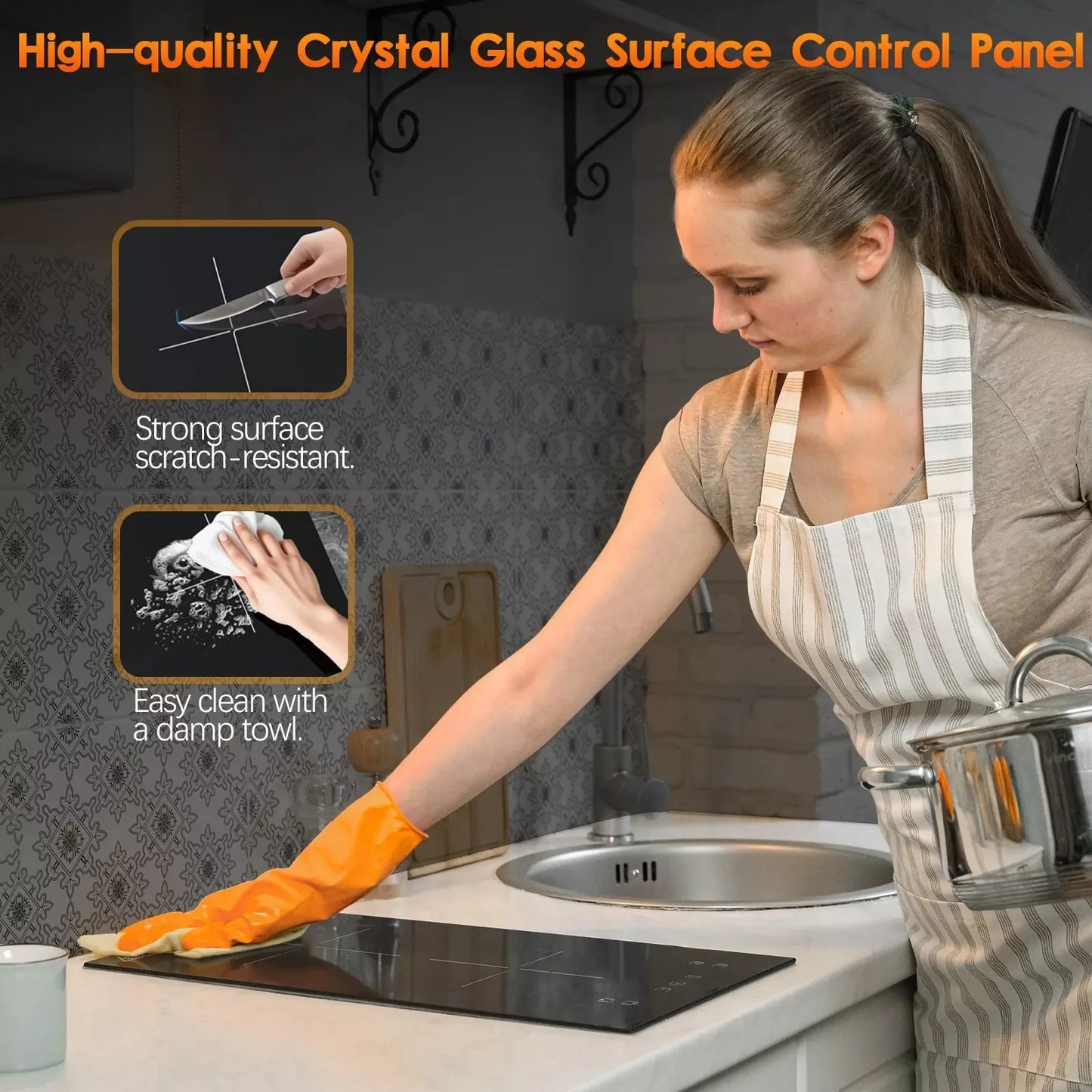 KICHPOWER 30cm 2 plates 1-99 Min Timer Touch Control 3300W Induction Hob.