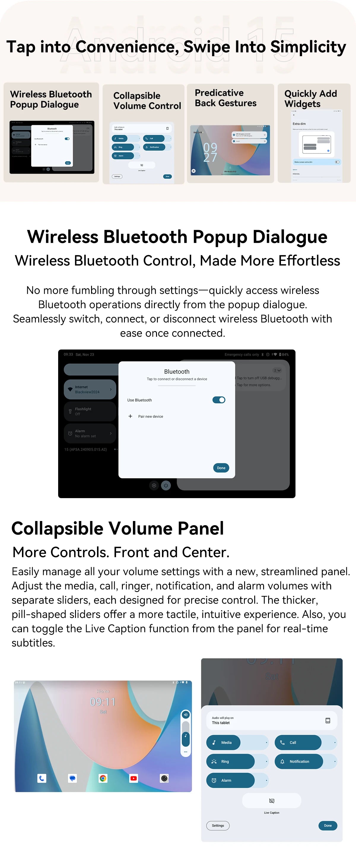 Blackview MEGA 2 Android 15 Tablet 12 inch 2K Display 36(12+24)GB 256GB Unisoc T615 9000mAh Battery Widevine L1 Pad PC