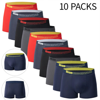 4/10-teilige Herren-Boxershorts für vier Jahreszeiten, Schwarz, modisch, lässig, Basic, vielseitig, Unterwäsche, Übergröße, Jugend-Sport-Basisshorts
