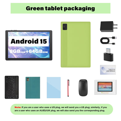 ANRY 2025 Android 15 IPS Display 10.1 Inch 8GB(4+4 Expand) RAM+64GB ROM Tablet 5000Mah Dual Camera 5GWifi A523 Octa-core Tablets.