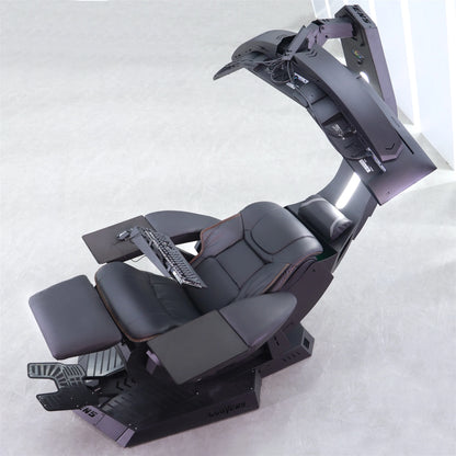 Manticore Zero Gravity Liegestuhl aus echtem Leder, Cockpit-Option, Memory-Schaum mit Massageunterstützung, mehrere Monitore