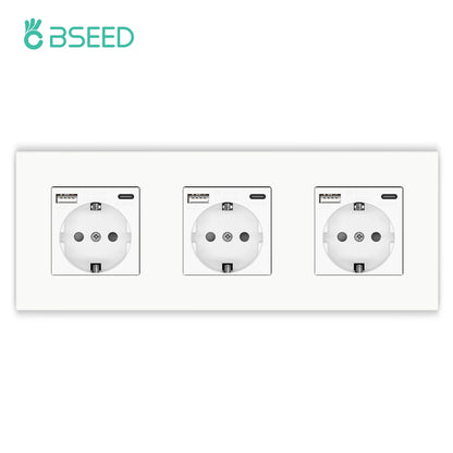 BSEED EU-Wandsteckdosen Typ C USB-Steckdosen Doppelte Steckdosen Dreifachsteckdosen Kunststoffrahmen Deutschland Steckdose mit Dual-USB.
