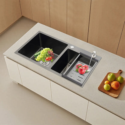 [Edelstahlspüle] Doppelbecken-Küchenspüle aus Edelstahl 304, modernes Design – großes Fassungsvermögen, langlebig