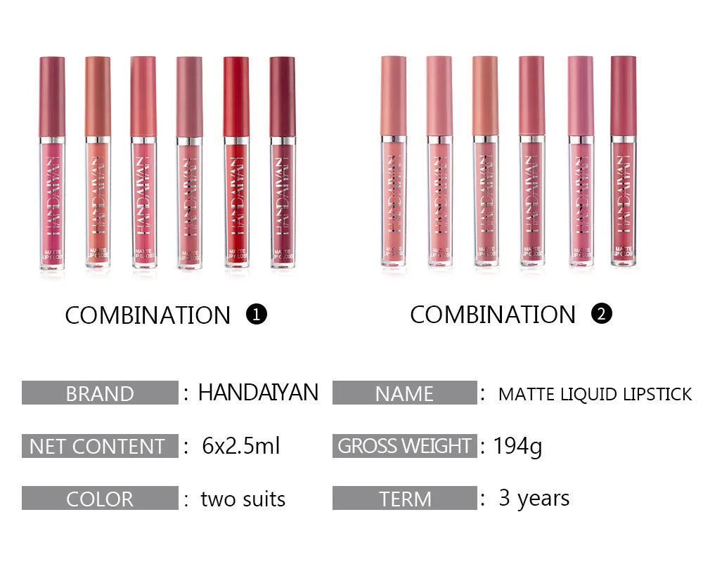 Liquid Lipstick Set Ultra Matte Velvet Waterproof Long Lasting Lip Glosses Nude Makeup Cosmetic Kit.