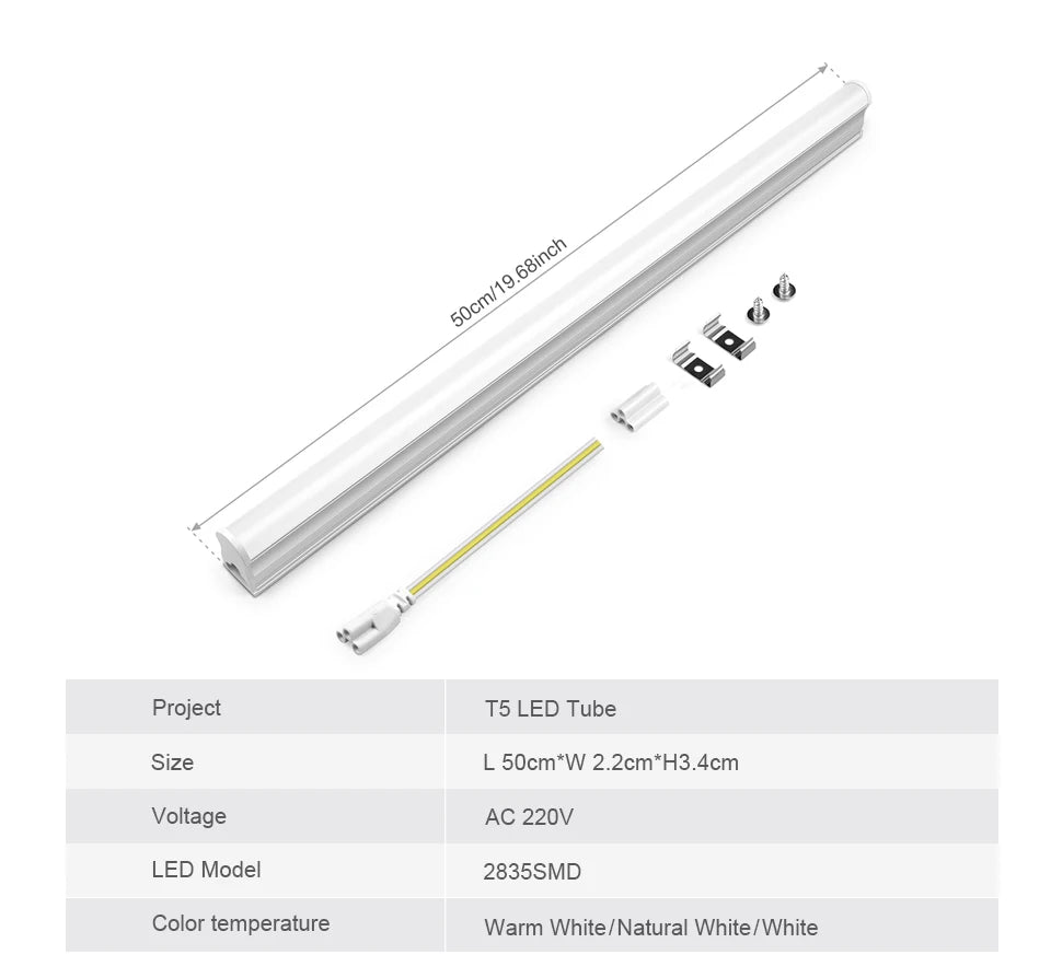 Hospital Garage Lighting Super Bright LED light tube T5 (85-265V /T8 (Only 220V) -1 Lamp Bulb with Screws Ceiling Mounted.