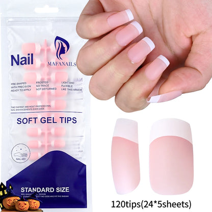 100Pcs Light Pink Press on Nails Short Medium Square Wearable Fake Nails Tips 10 sizes Full Cover False Nails Finger Decoration