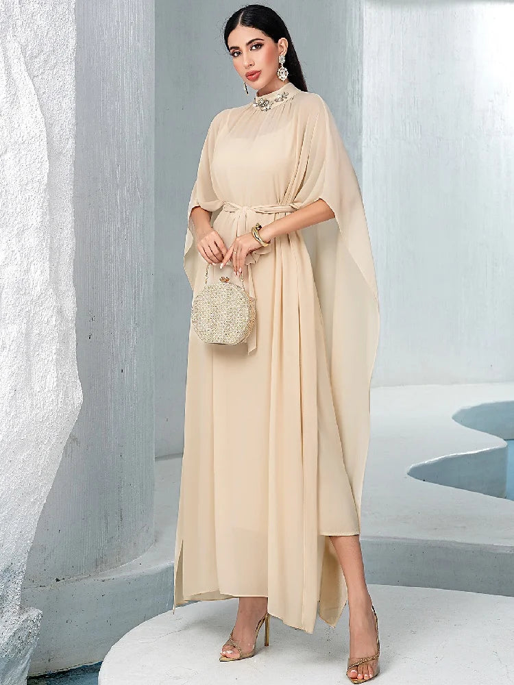 Chiffon 2 Piece Abaya Damen Dubai Muslim Evening African Dresses For Women Set Islam Clothing Kebaya Kaftan Robe Musulmane Femme.