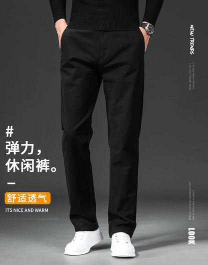 New in Spring Casual Pants Men Straight Fit Cotton Stretch Chino Trouser Male Formal Work Business Dress Khaki Fashion Regular.