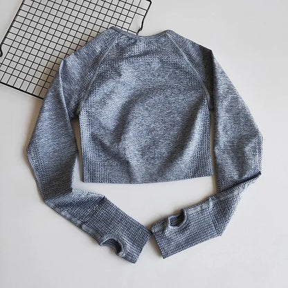 Women Seamless Yoga Shirts Crop Top Long Sleeves Shirts for Women Yoga Sports Fitness Gym Clothing Workout Tops Sports Shirts.