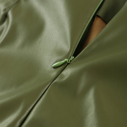 Stylish Leather Solid Jacket Pants Set Women Stand Collar Zipper Coat Loose Trousers Sets Female 2025 Autumn Fashion Streetwears