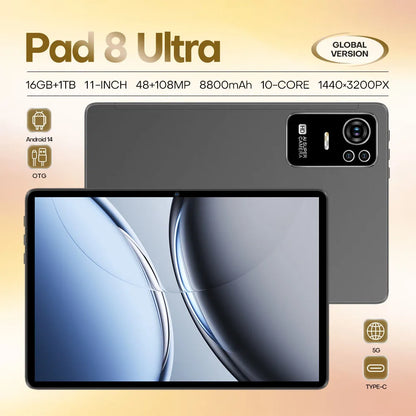 Original Pad 8 Ultra 11 Inch 16GB RAM 1TB ROM tablet Android 14 Core Pad Tablet PC Phone Dual Wifi tablette android 8800mah.