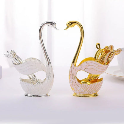 Swan-Shaped Cutlery Holder, Elegant Spoon and Fork Base, Luxury Tableware Storage, Stylish Kitchen Decor and Organizer for Home.