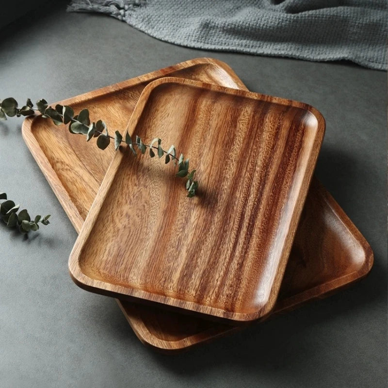 Wooden Tray Rectangular Solid Wooden Serving Tray Coffee Dessert Tea Storage Tray Kitchen Accessories.