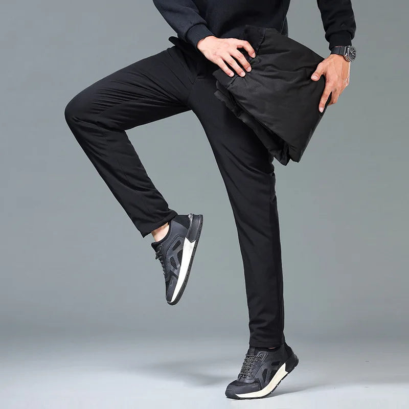 Men's Winter Formal Down Pants Goose Feather Warm Trousers Business Suit Pants for Man  calca termica masculina inverno PT-597.