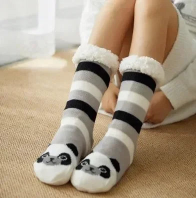 Fuzzy Fluffy Sock Women Winter Christmas Gift Warm Plush Non slip Home Sleeping Soft Female Floor Thermal Slipper Sock Snowflake