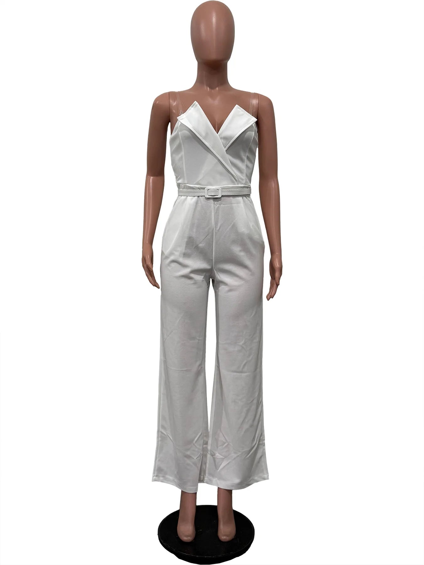 CM.YAYA Women Wide Leg Strapless V-neck Sleeveless Jumpsuits 2025 Summer OL Beach Night Club Party Street One Piece Suit Romper