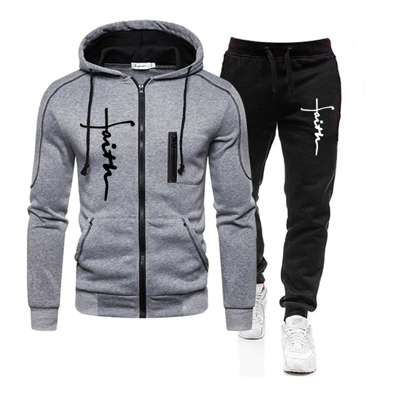 Daily Men's Tracksuit Jogging Hoodie Men Single Piece Sports Zipper Jacket Sweatshirts and Sports Pants Clothing Casual Outdoors.