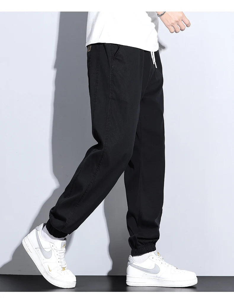 Men's Lyocell Loose Cuffed Tapered Pants 2025 Summer Autumn Comfortable Breathable Casual Long Pants Plus Size 5XL