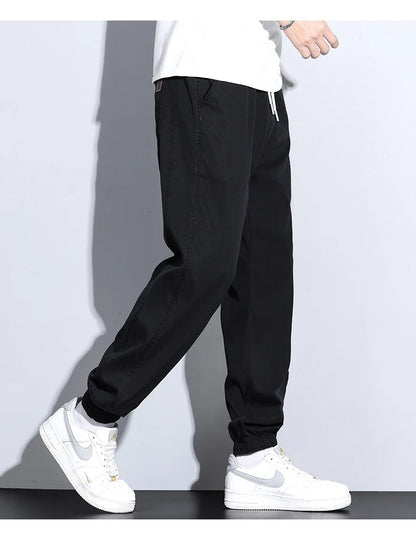 Men's Lyocell Loose Cuffed Tapered Pants 2025 Summer Autumn Comfortable Breathable Casual Long Pants Plus Size 5XL