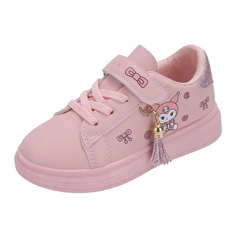 2025 Children's Little White Shoes Girls' Student Flat Bottom Casual Sports Shoes Low Top Spring Korean Plate Shoes.
