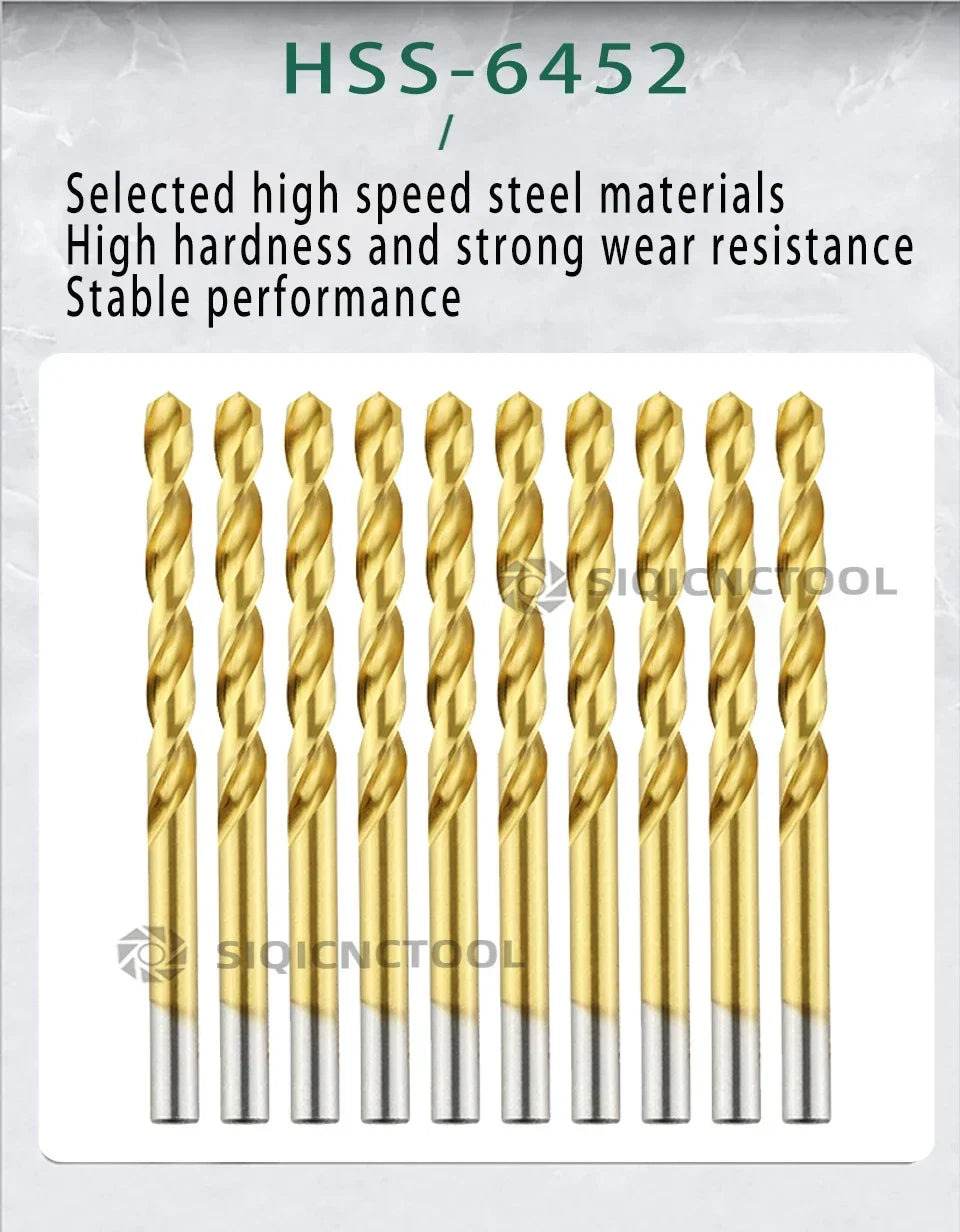 LOCO 50 Stück Titanbeschichtete Bohrer HSS Schnellarbeitsstahl-Set Werkzeug Hochwertige Elektrowerkzeuge 1/1,5/2/2,5/3 mm